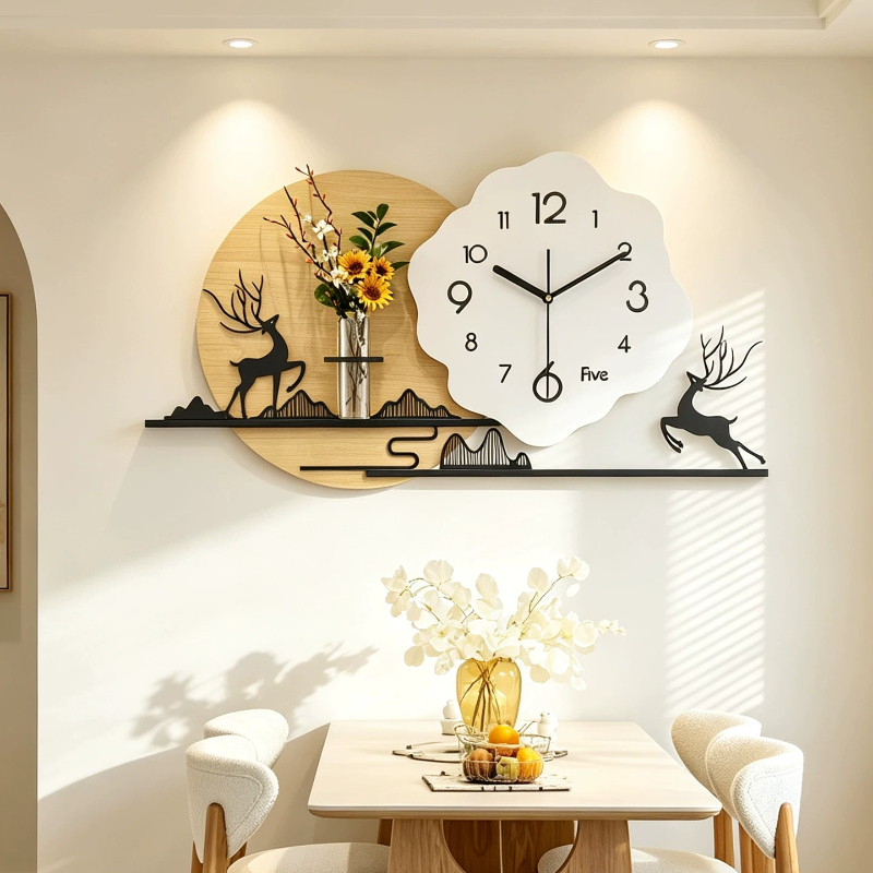 Luxury Lifestyle Fashion - นาฬิกาแขวนผนังห้องนั่งเล่นสไตล์จีน แฟชั่นสวยงาม โมเดิร์น นาฬิกาแขวนผนังลายซีโนมอร์ฟ หรูหราสไตล์นอร์ดิก นาฬิกาแขวนผนัง