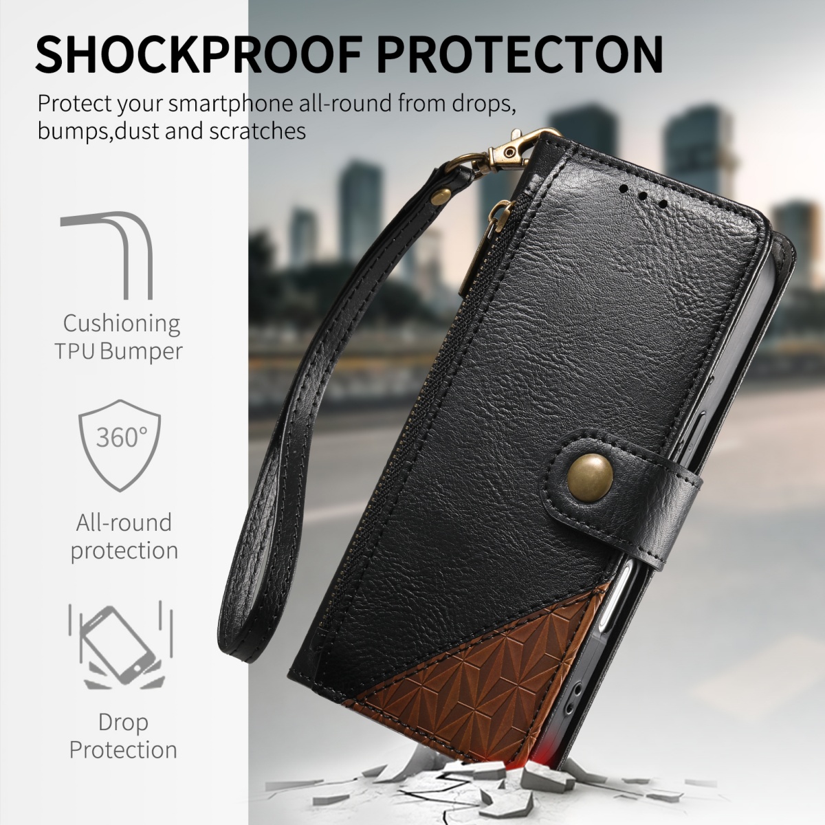 เคสโทรศัพท์แบบพับได้พร้อมช่องใ - Leather Card Wallet บทวิจารณ์และราคา