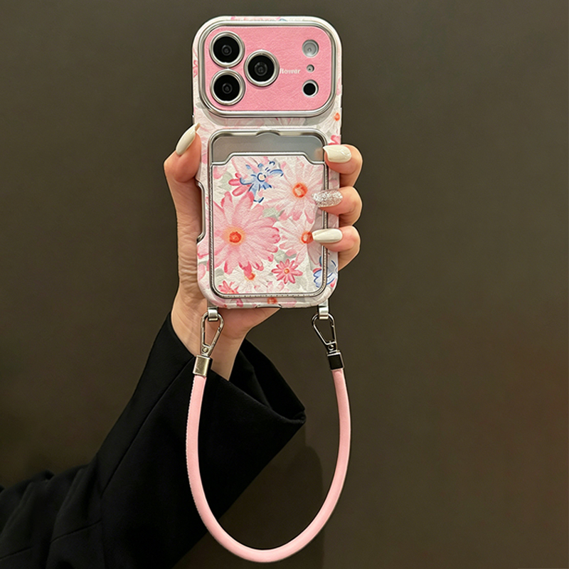 เคสโทรศัพท์ลายดอกไม้สีชมพู หนั - Leather Card Wallet บทวิจารณ์และราคา